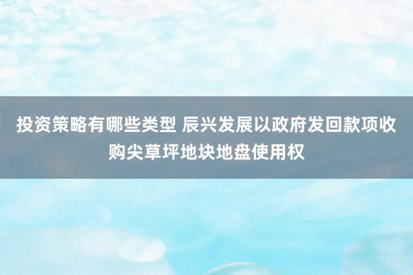 投资策略有哪些类型 辰兴发展以政府发回款项收购尖草坪地块地盘使用权