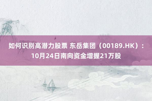 如何识别高潜力股票 东岳集团（00189.HK）：10月24日南向资金增握21万股