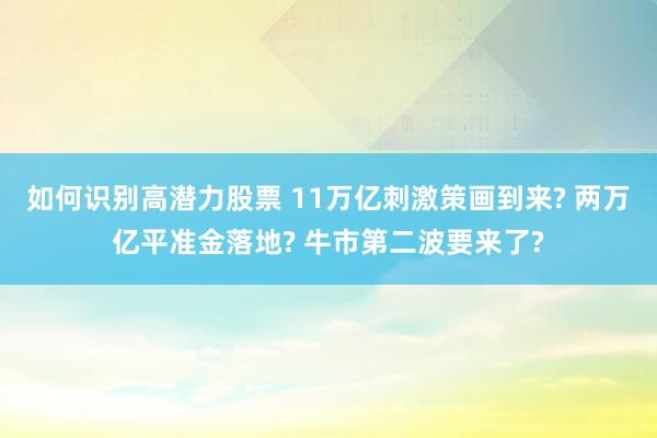 如何识别高潜力股票 11万亿刺激策画到来? 两万亿平准金落地? 牛市第二波要来了?