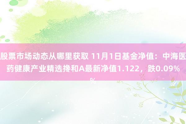 股票市场动态从哪里获取 11月1日基金净值：中海医药健康产业精选搀和A最新净值1.122，跌0.09%