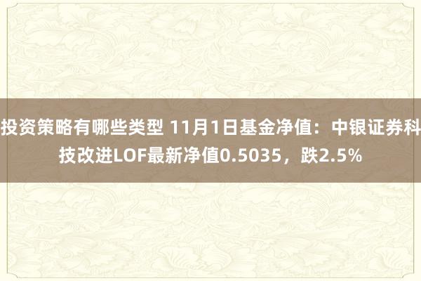 投资策略有哪些类型 11月1日基金净值：中银证券科技改进LOF最新净值0.5035，跌2.5%