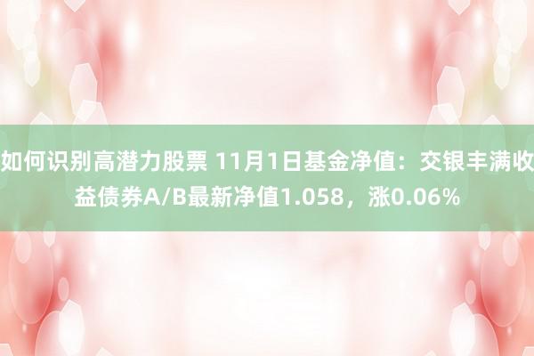 如何识别高潜力股票 11月1日基金净值：交银丰满收益债券A/B最新净值1.058，涨0.06%