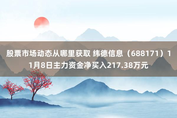 股票市场动态从哪里获取 纬德信息（688171）11月8日主力资金净买入217.38万元