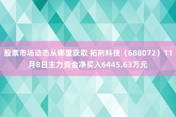 股票市场动态从哪里获取 拓荆科技（688072）11月8日主力资金净买入6445.63万元