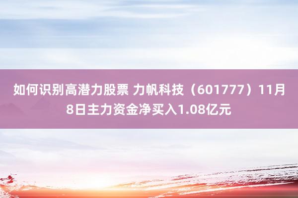 如何识别高潜力股票 力帆科技（601777）11月8日主力资金净买入1.08亿元