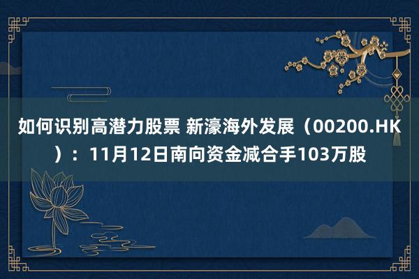 如何识别高潜力股票 新濠海外发展（00200.HK）：11月12日南向资金减合手103万股