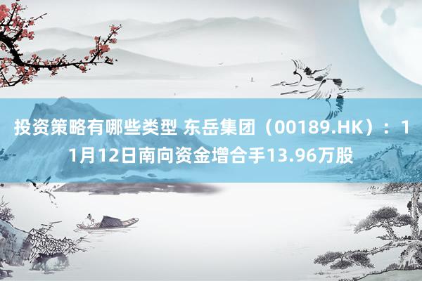 投资策略有哪些类型 东岳集团（00189.HK）：11月12日南向资金增合手13.96万股