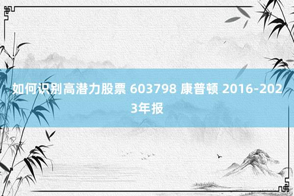 如何识别高潜力股票 603798 康普顿 2016-2023年报