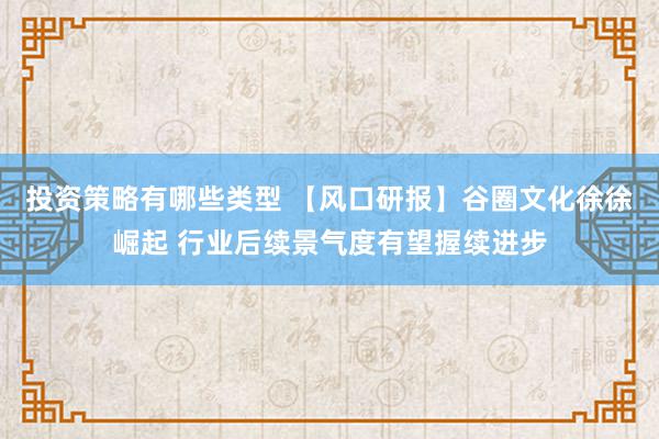 投资策略有哪些类型 【风口研报】谷圈文化徐徐崛起 行业后续景气度有望握续进步