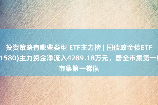 投资策略有哪些类型 ETF主力榜 | 国债政金债ETF(511580)主力资金净流入4289.18万元，居全市集第一梯队