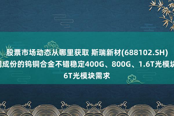 股票市场动态从哪里获取 斯瑞新材(688102.SH): 不同成份的钨铜合金不错稳定400G、800G、1.6T光模块需求