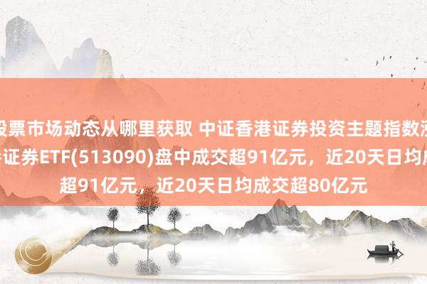 股票市场动态从哪里获取 中证香港证券投资主题指数涨1.76%，香港证券ETF(513090)盘中成交超91亿元，近20天日均成交超80亿元