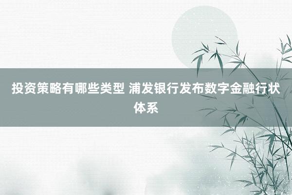 投资策略有哪些类型 浦发银行发布数字金融行状体系