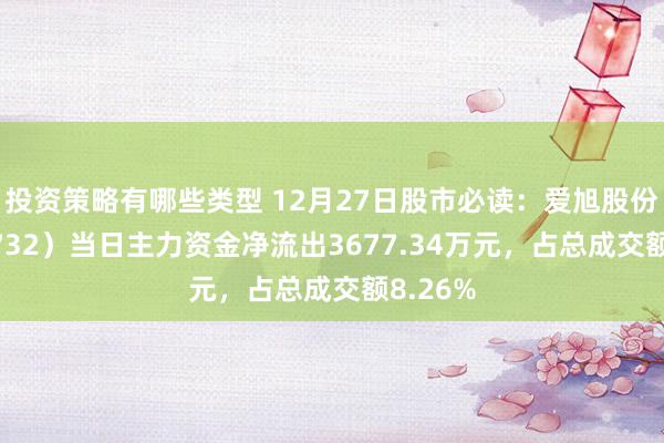 投资策略有哪些类型 12月27日股市必读：爱旭股份（600732）当日主力资金净流出3677.34万元，占总成交额8.26%