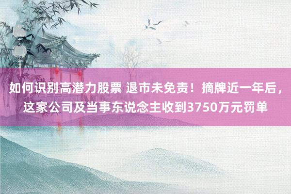 如何识别高潜力股票 退市未免责！摘牌近一年后，这家公司及当事东说念主收到3750万元罚单