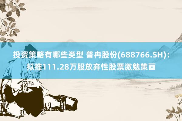 投资策略有哪些类型 普冉股份(688766.SH)：拟推111.28万股放弃性股票激勉策画