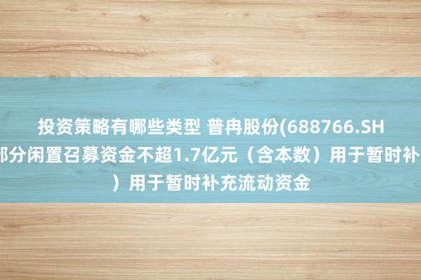 投资策略有哪些类型 普冉股份(688766.SH)：拟使用部分闲置召募资金不超1.7亿元（含本数）用于暂时补充流动资金