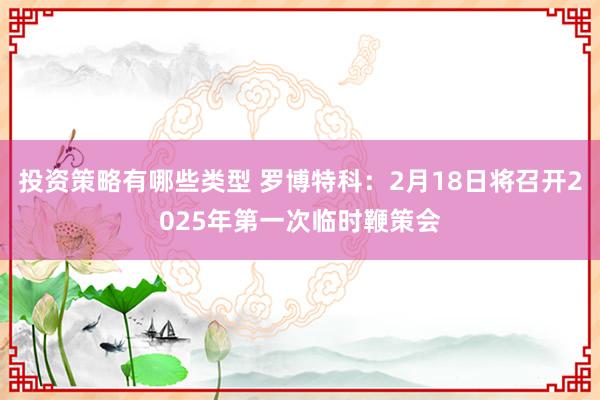 投资策略有哪些类型 罗博特科：2月18日将召开2025年第一次临时鞭策会