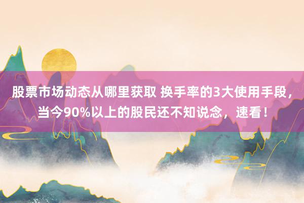 股票市场动态从哪里获取 换手率的3大使用手段，当今90%以上的股民还不知说念，速看！