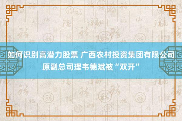 如何识别高潜力股票 广西农村投资集团有限公司原副总司理韦德斌被“双开”