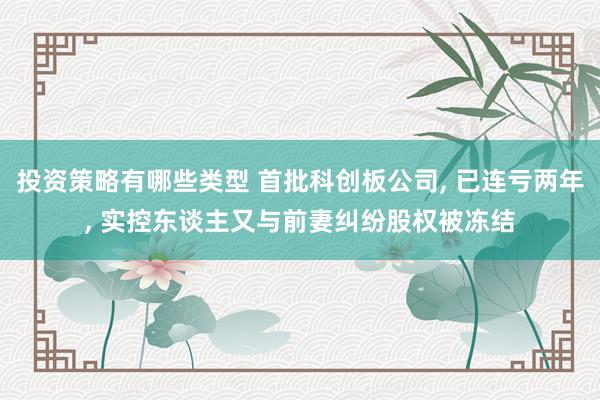 投资策略有哪些类型 首批科创板公司, 已连亏两年, 实控东谈主又与前妻纠纷股权被冻结