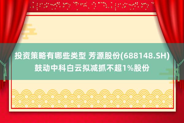 投资策略有哪些类型 芳源股份(688148.SH)鼓动中科白云拟减抓不超1%股份